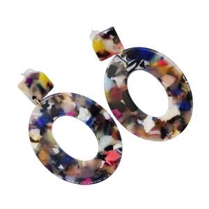 Urban Outfitters Speckled Multi-Color Marbled Oval Drop Earrings